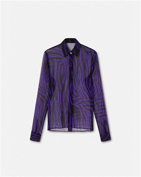 Versace Zebra Sheer Silk Shirt for Women 